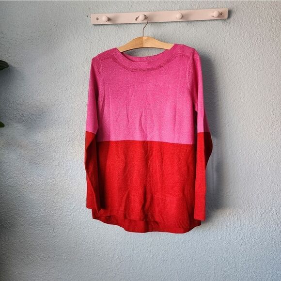 Apt. 9 festive two color block long sleeve sweater - Picture 5 of 11